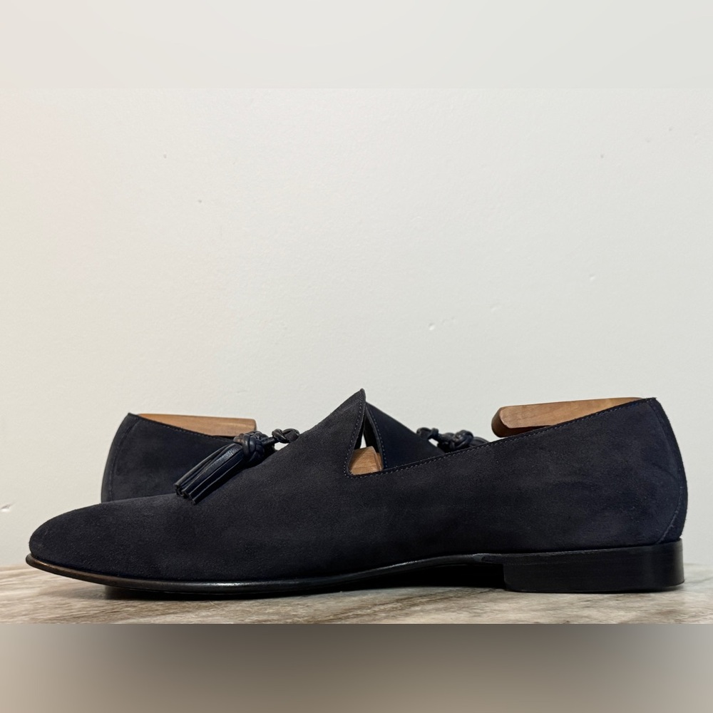 BURBERRY PRORSUM NAVY BLUE SUEDE TASSEL LOAFERS SLIPPERS 44 / 11 US $1000 - Picture 6 of 12